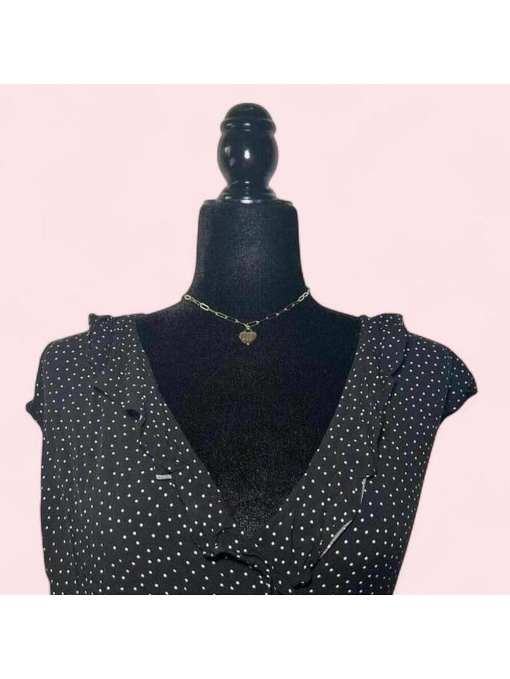 Y2K Style Garage X Sierra Furtado Black And White Polka Dot Wrap Romper - Picture 2 of 5